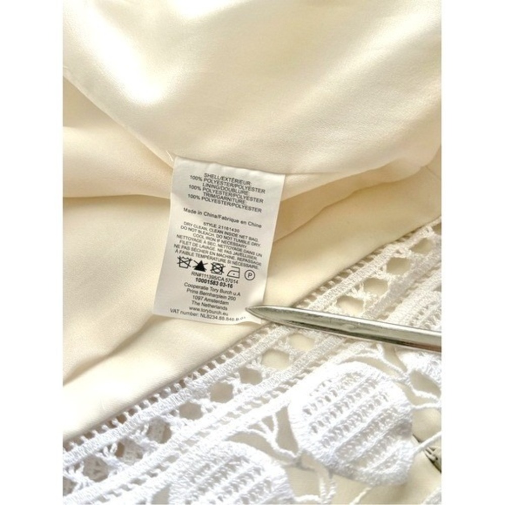 Tory Burch Marissa Ivory Cream Crochet Lace Trim Shift Dress Sz 14‎ - Picture 14 of 14
